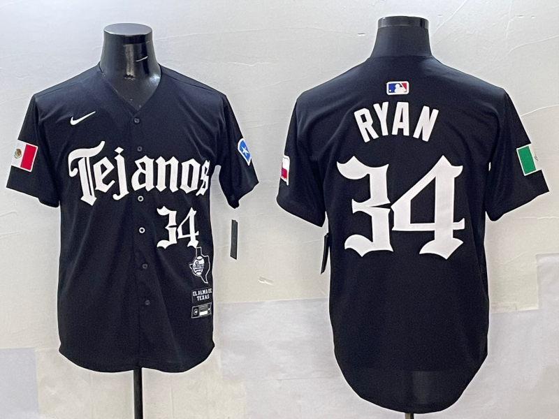 Men's Texas Rangers Nolan Ryan #34 Black Jersey
